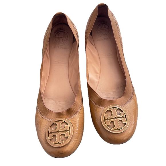 Tory Burch Metal Logo Ballet Flats Womens Size 8.5 - Picture 1 of 8